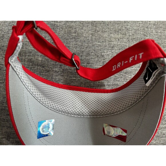 Nike Ohio State Buckeye Visor Hat Cap Red Embroidered Dri Fit Adjustable Strap - Picture 6 of 7